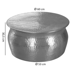 Wohnen 60x31x60 Alu Couchtisch in Silberfarben - Bastia