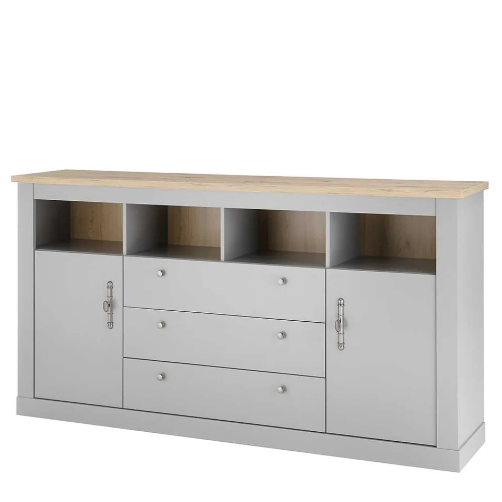 Wohnen 198x104x44 Anrichte in Lichtgrau & Eiche Optik - Buleta