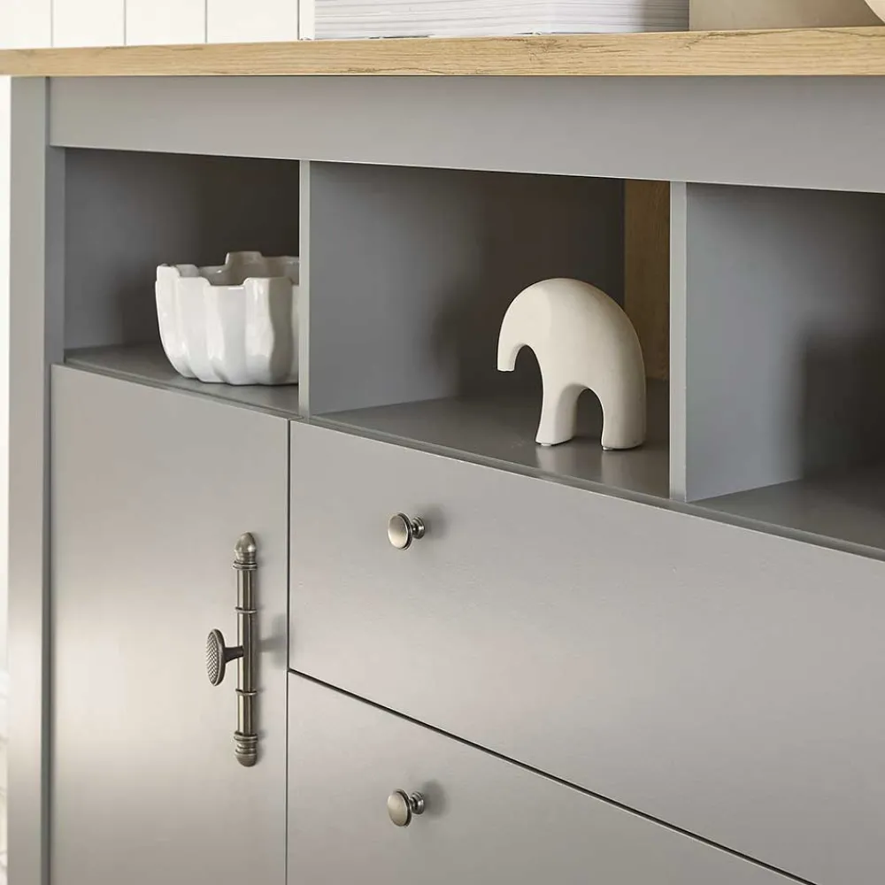 Wohnen 198x104x44 Anrichte in Lichtgrau & Eiche Optik - Buleta