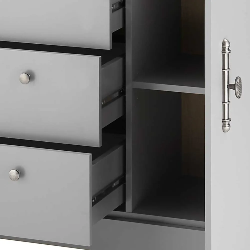 Wohnen 198x104x44 Anrichte in Lichtgrau & Eiche Optik - Buleta