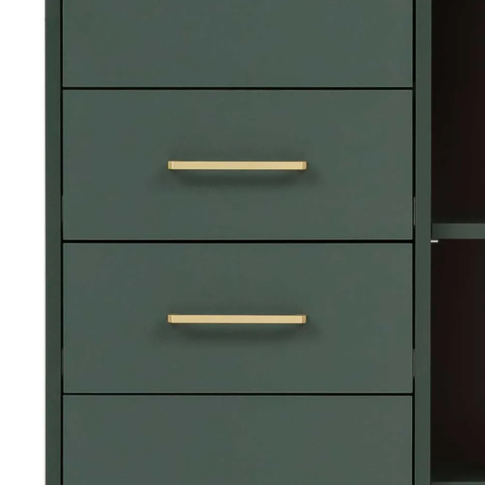 Wohnen Badschränke*67x184x33 Bad Hochschrank in Dunkelgrün & Gold - Aqua