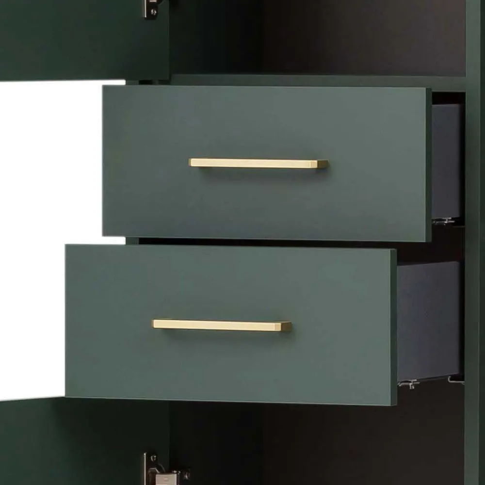 Wohnen Badschränke*67x184x33 Bad Hochschrank in Dunkelgrün & Gold - Aqua