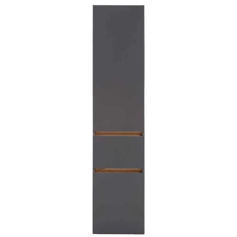Wohnen 40x185x35 Bad Hochschrank in Grau mit Wildeiche - Agiruan