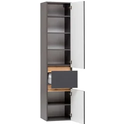 Wohnen 40x185x35 Bad Hochschrank in Grau mit Wildeiche - Agiruan