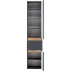 Wohnen 40x185x35 Bad Hochschrank in Grau mit Wildeiche - Agiruan