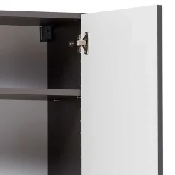 Wohnen 40x185x35 Bad Hochschrank in Grau mit Wildeiche - Agiruan