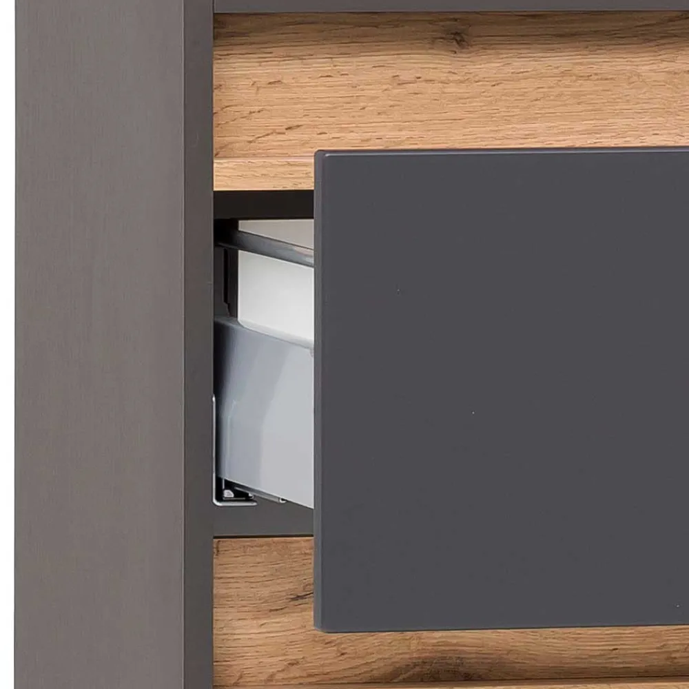 Wohnen 40x185x35 Bad Hochschrank in Grau mit Wildeiche - Agiruan