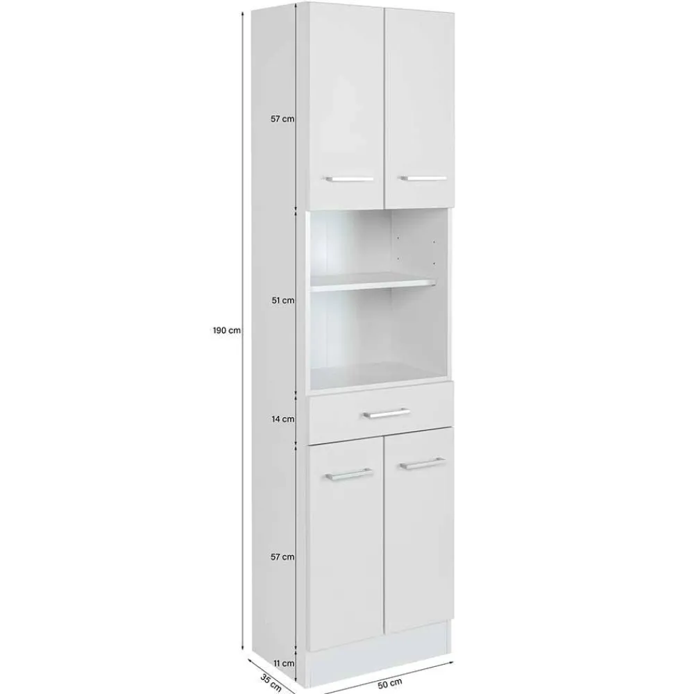 Wohnen Badschränke*50x190x35 Bad Hochschrank in Hellgrau & Weiß - Girios