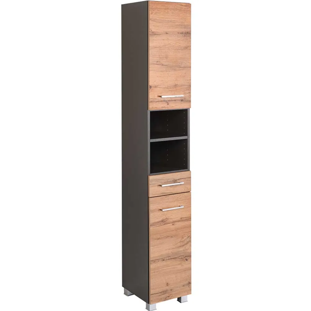 Wohnen Badschränke*30x180x35 Bad Hochschrank mit Wildeiche Front - Ishes