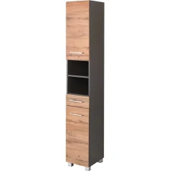 Wohnen Badschränke*30x180x35 Bad Hochschrank mit Wildeiche Front - Ishes