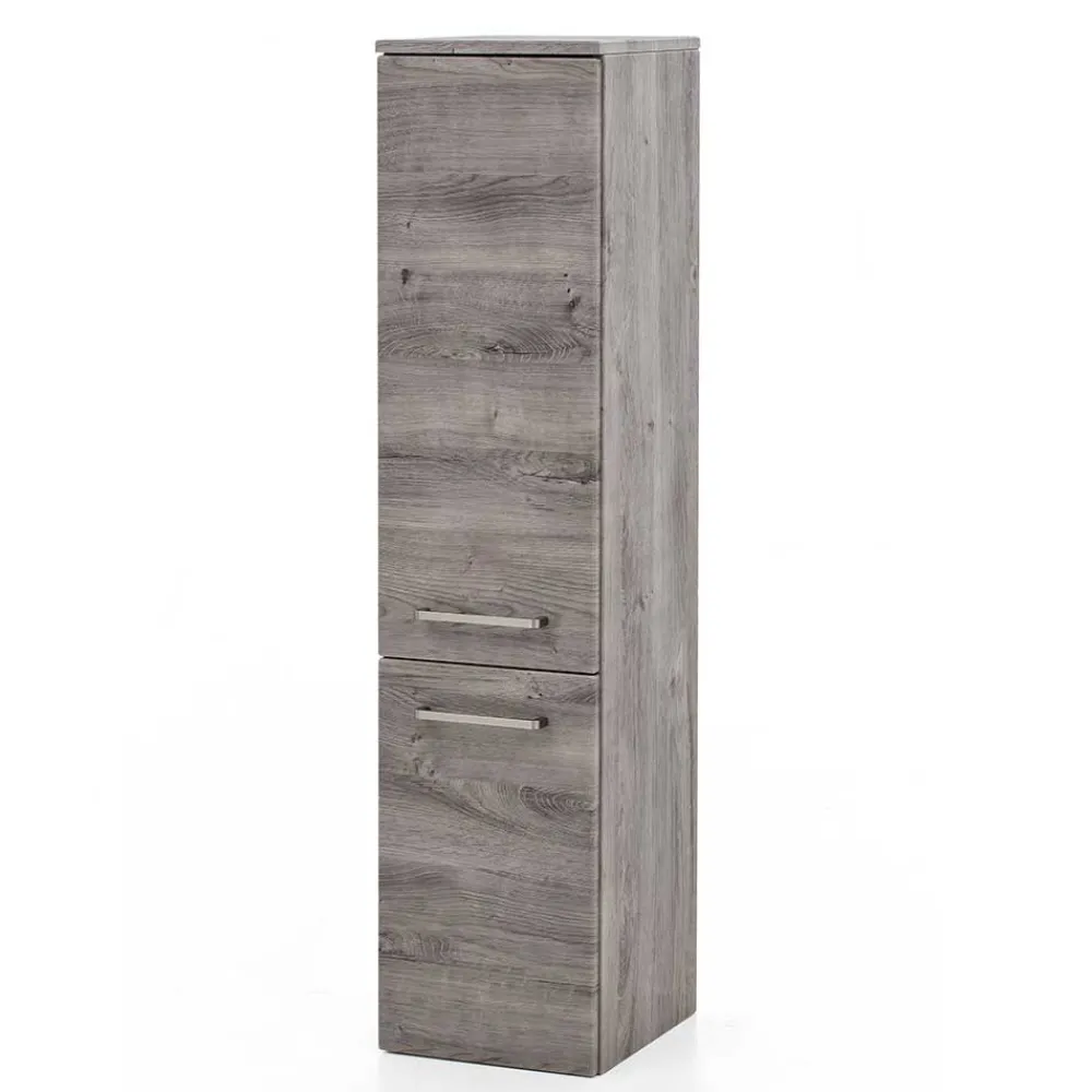 Wohnen 30x135x35 Bad Seitenschrank in Eiche Grau - Svegaria