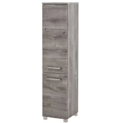 Wohnen 30x135x35 Bad Seitenschrank in Eiche Grau - Svegaria