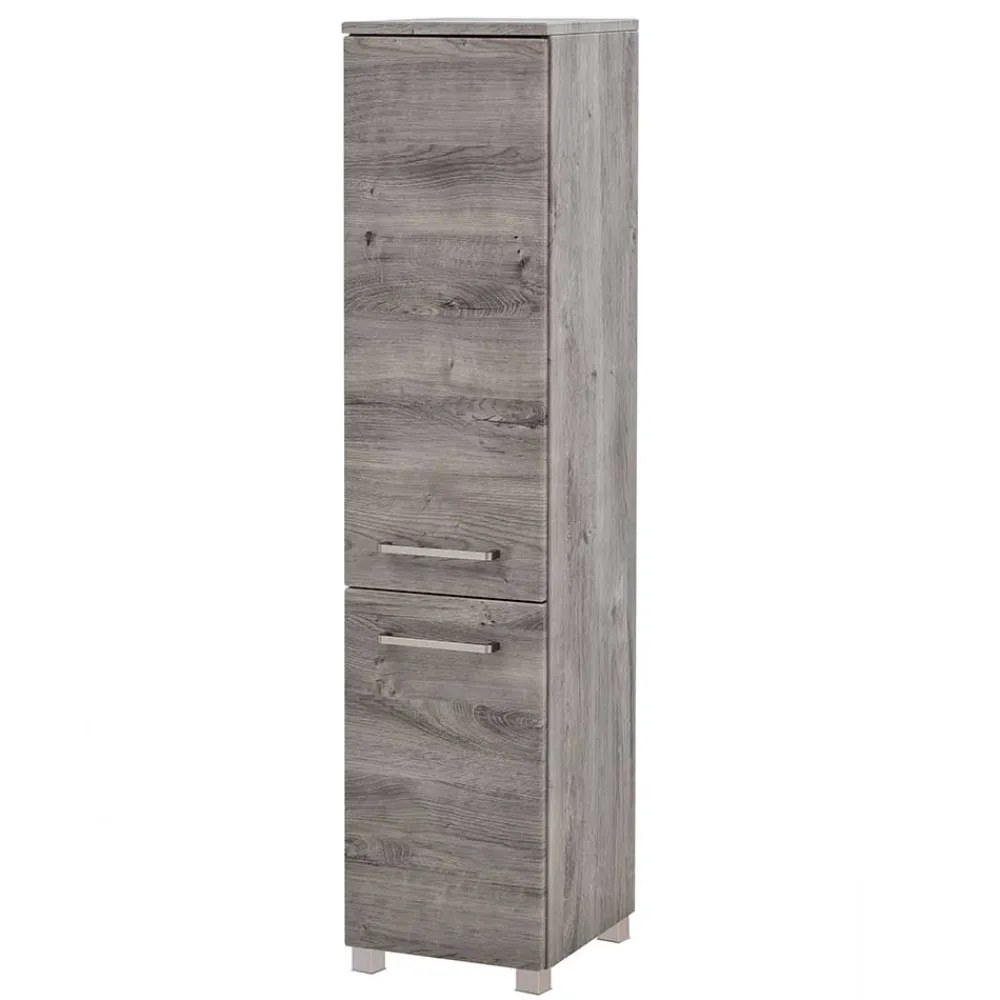 Wohnen 30x135x35 Bad Seitenschrank in Eiche Grau - Svegaria