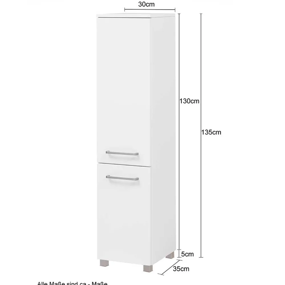 Wohnen 30x135x35 Bad Seitenschrank in Eiche Grau - Svegaria