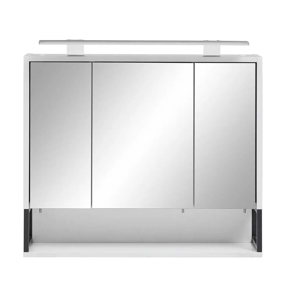 Wohnen 70x68x16 Bad Spiegelschrank aus Stahl in Weiß - Ismilav