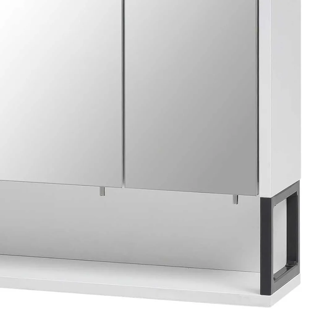 Wohnen 70x68x16 Bad Spiegelschrank aus Stahl in Weiß - Ismilav