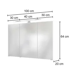 Wohnen Bad-Spiegelschränke*100x64x31 Bad Spiegeltürenschrank in Weiß - Misbonas