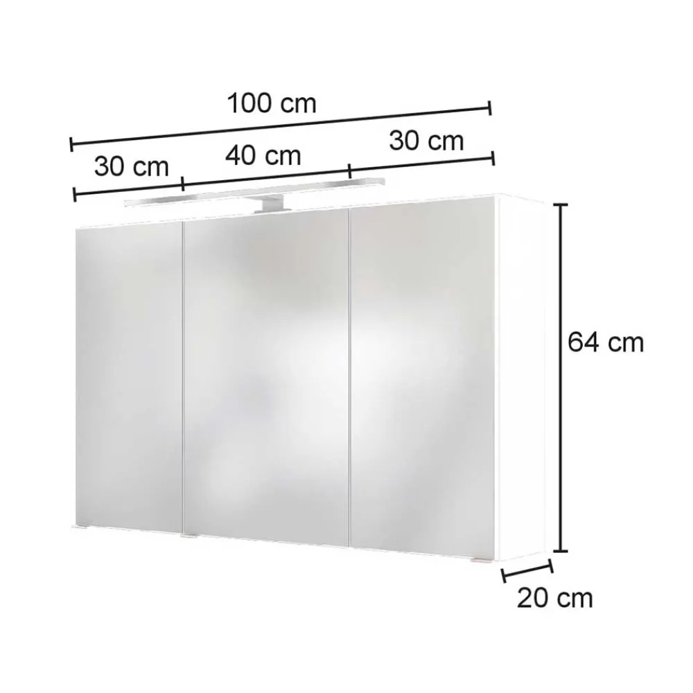 Wohnen Bad-Spiegelschränke*100x64x31 Bad Spiegeltürenschrank in Weiß - Misbonas