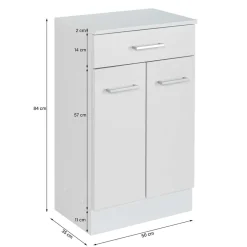 Wohnen Graue Möbel|Weiße Möbel*50x84x35 Bad Vertiko in Hellgrau - Girios