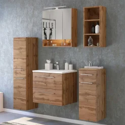 Wohnen Badregale*30x64x18 Badezimmer Hängeregal mit drei Fächern - Lemnas