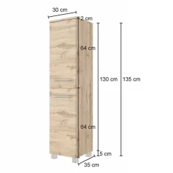 Wohnen 30x130x35 Badezimmer Midischrank stehend oder hängend - Lemnas