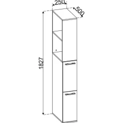 Wohnen 25x183x50 Badschrank mit Regal & zwei Schubladen - Member