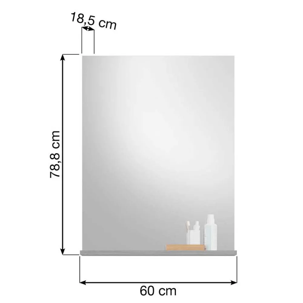 Wohnen Spiegel|Flurspiegel*60x79x19 Badspiegel mit Ablage in Grau - Nancys