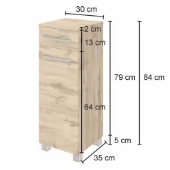 Wohnen Badschränke*30x79x35 Bad-Unterschrank mit einer Schublade - Lemnas