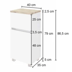 Wohnen 40x79x35 Bad-Unterschrank zum Hängen oder Stellen - Noricas