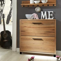 Wohnen Schuhschränke*83x87x28 Balkeneiche Schuhkommode mit zwei Klappen - Alsbetas