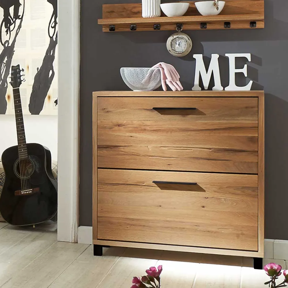 Wohnen Schuhschränke*83x87x28 Balkeneiche Schuhkommode mit zwei Klappen - Alsbetas