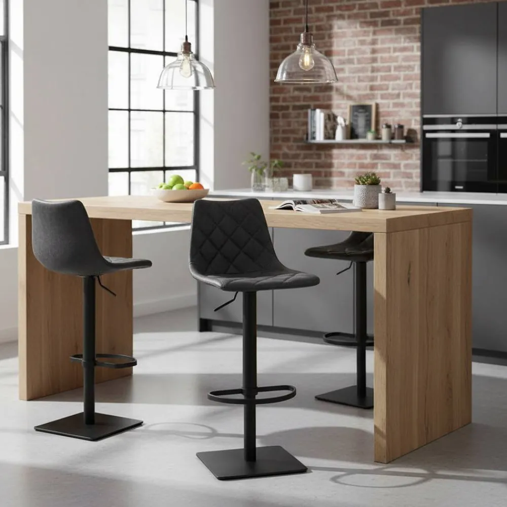 Wohnen 43x110x50 Barhocker mit Lehne in Schwarz - Speranza