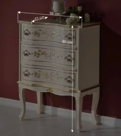 Wohnen Barock Möbel*58x80x31 Barock Kommode mit drei Schubladen - Iviada