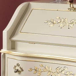 Wohnen Weiße Möbel|Esszimmerschränke*75x88x35 Barock Sekretär in Weiß & Gold - Iviada
