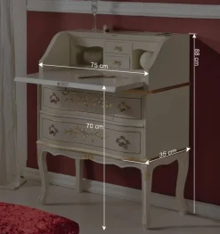 Wohnen Weiße Möbel|Esszimmerschränke*75x88x35 Barock Sekretär in Weiß & Gold - Iviada