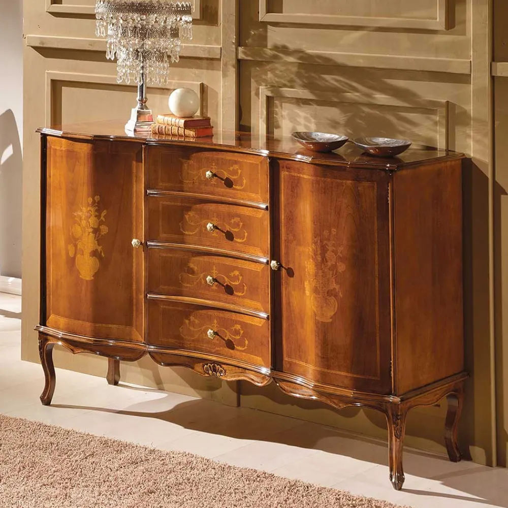 Wohnen 133x90x42 Barock Sideboard in Nussbaumfarben - Motiz