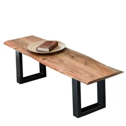 Wohnen Küchenbänke|Esszimmerbänke*150x46x40 Baumkante Bank mit Bügelgestell - Beataz