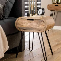 Wohnen 50x60x35 Beistelltisch aus Holz ovale Form - Buleta