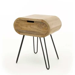 Wohnen 50x60x35 Beistelltisch aus Holz ovale Form - Buleta