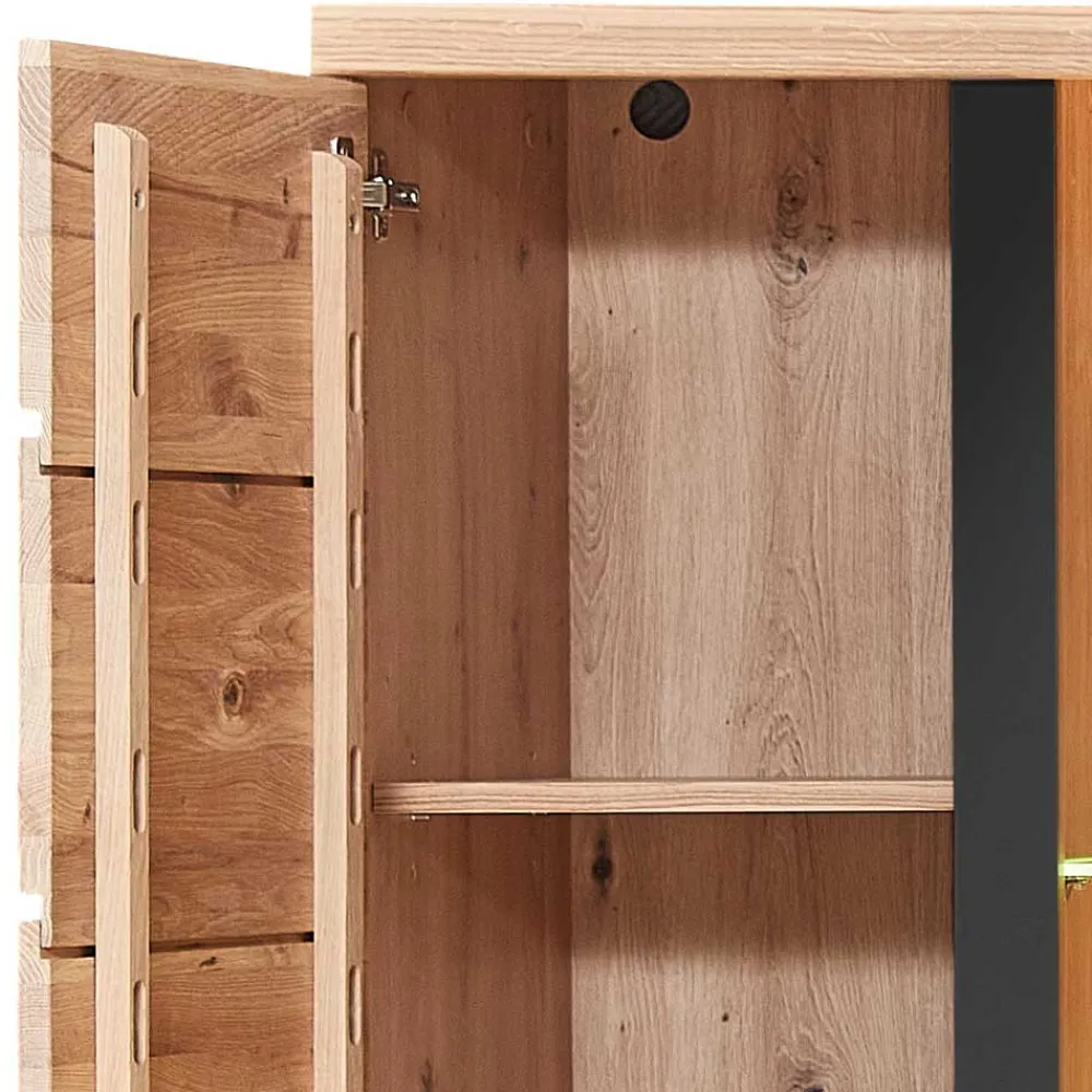 Wohnen 90x203x38 Beleuchtete Vitrine teilmassiv - Mattadore