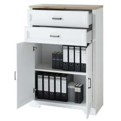 Wohnen Büroschränke*86x127x38 Büro Ordnerschrank 2-türig & 2 Schubladen - Mehady