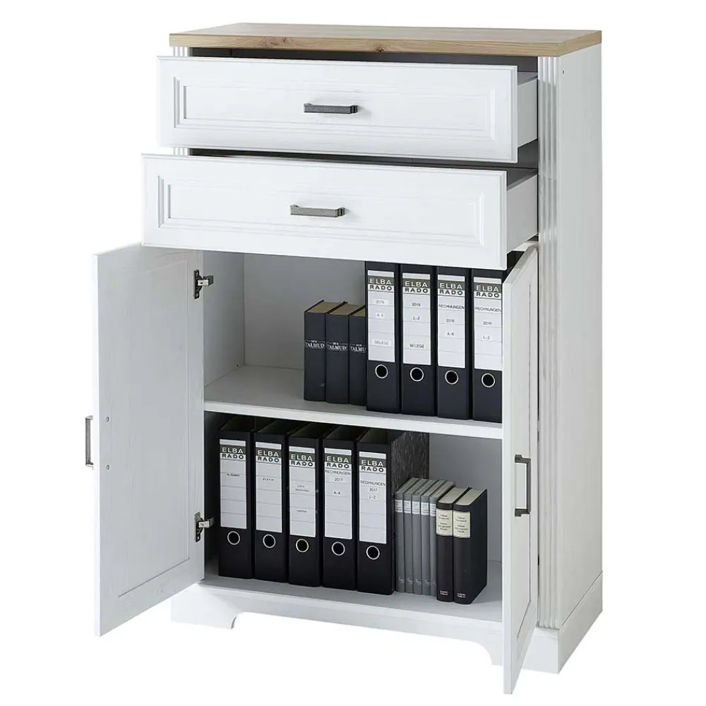 Wohnen Büroschränke*86x127x38 Büro Ordnerschrank 2-türig & 2 Schubladen - Mehady