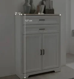 Wohnen Büroschränke*86x127x38 Büro Ordnerschrank 2-türig & 2 Schubladen - Mehady