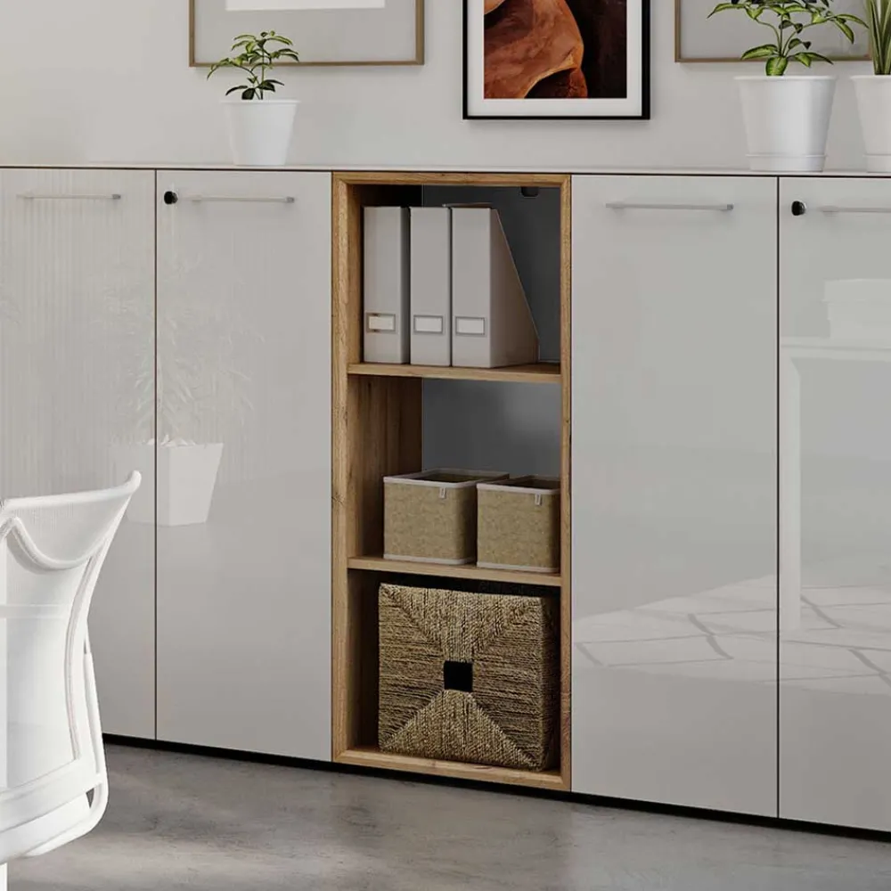 Wohnen Büroregale*50x120x37 Büroregal in Weiß & Wildeiche - Laszlo