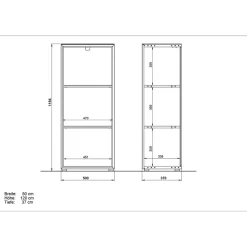 Wohnen Büroregale*50x120x37 Büroregal in Weiß & Wildeiche - Laszlo