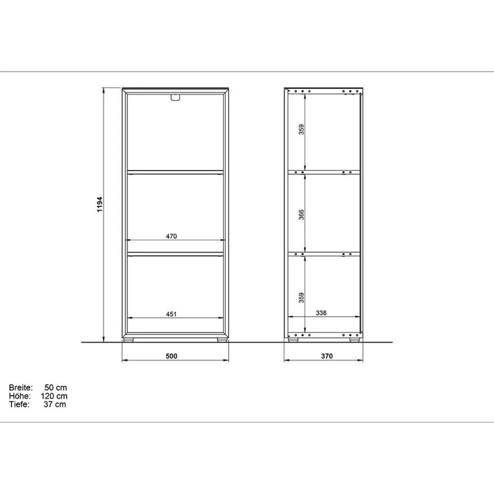 Wohnen Büroregale*50x120x37 Büroregal in Weiß & Wildeiche - Laszlo
