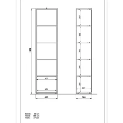 Wohnen Büroregale*50x196x37 Büroregal mit 5 Fächern - Fidania