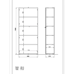 Wohnen 80x196x37 Büroschrank & Regal Kombi - Laszlo (zweiteilig)