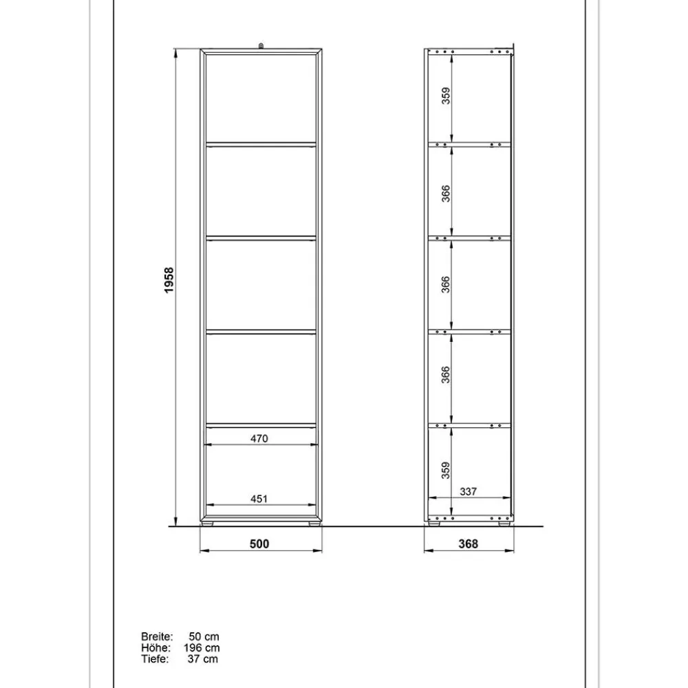 Wohnen 80x196x37 Büroschrank & Regal Kombi - Laszlo (zweiteilig)