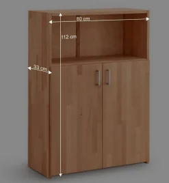 Wohnen Büroschränke*80x112x33 Buchenholz Aktenschrank mit Fach - Bash
